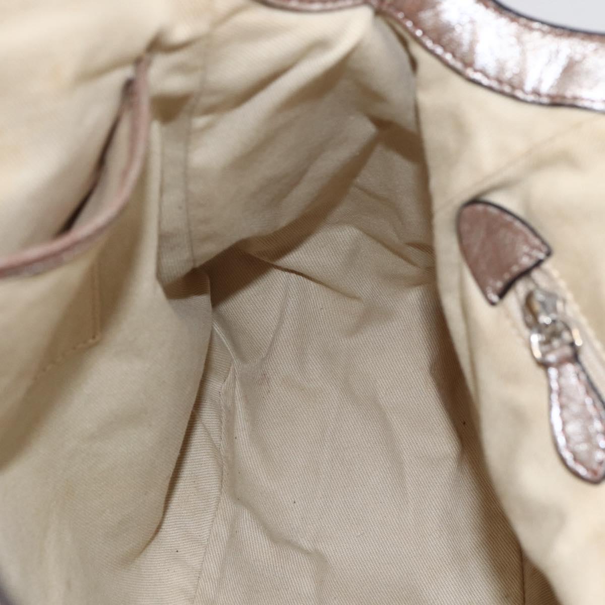 CELINE Hand Bag Leather 2way Silver Auth 144335