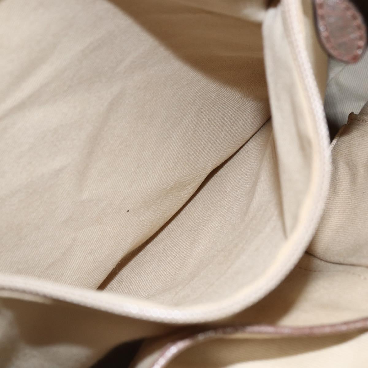 CELINE Hand Bag Leather 2way Silver Auth 144335