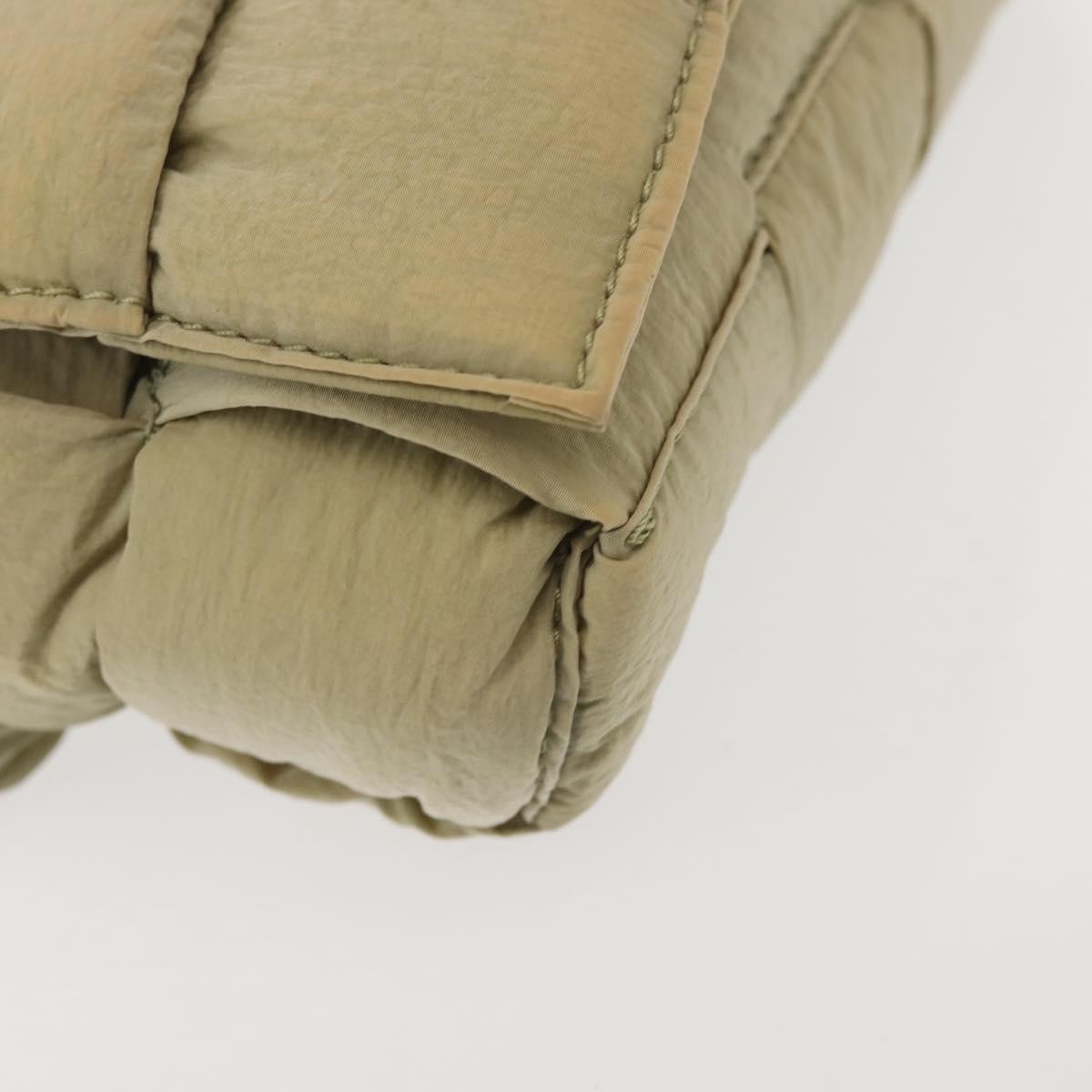 BOTTEGA VENETA MAXI INTRECCIATO CASSETTE Bag Nylon Beige Silver Auth 144336