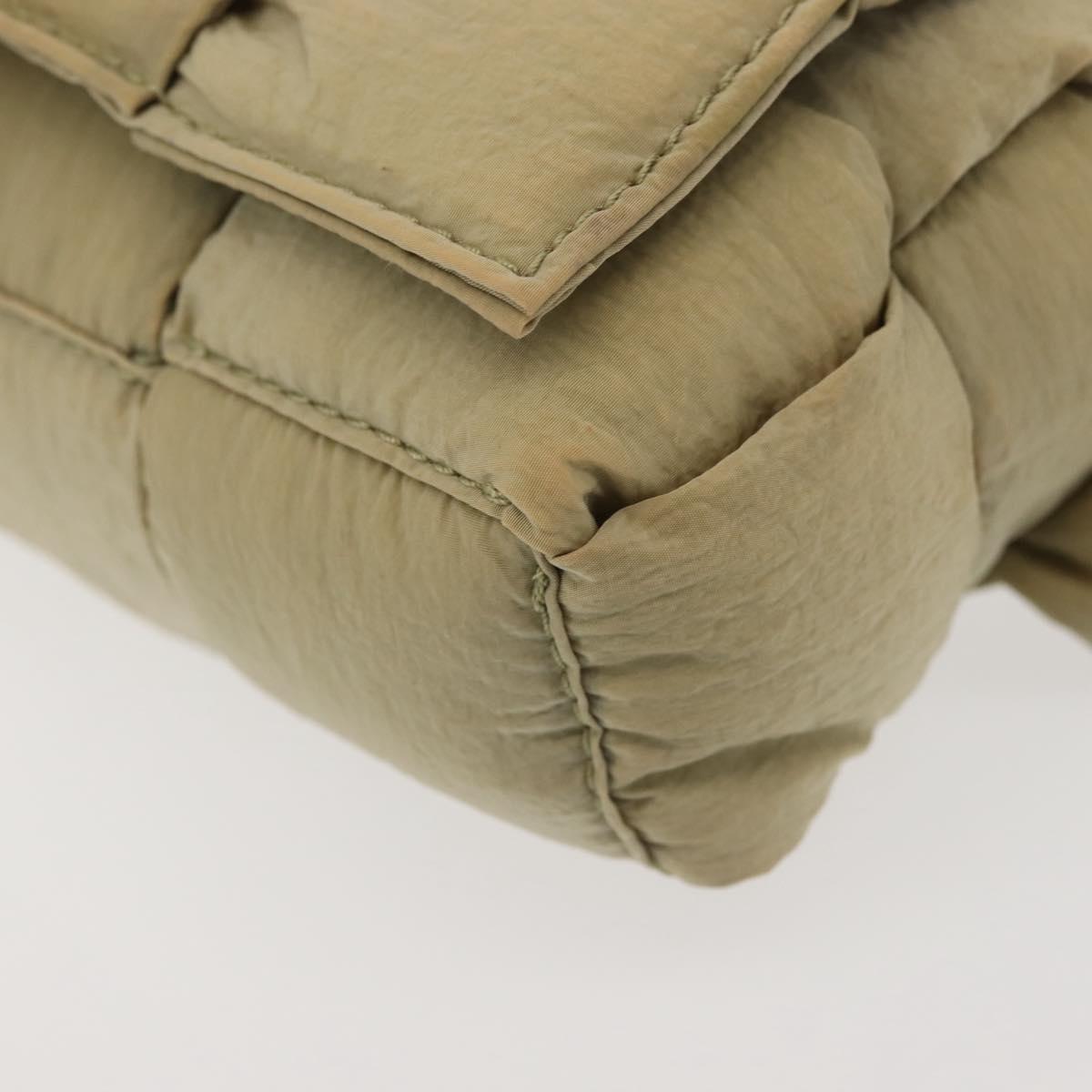 BOTTEGA VENETA MAXI INTRECCIATO CASSETTE Bag Nylon Beige Silver Auth 144336