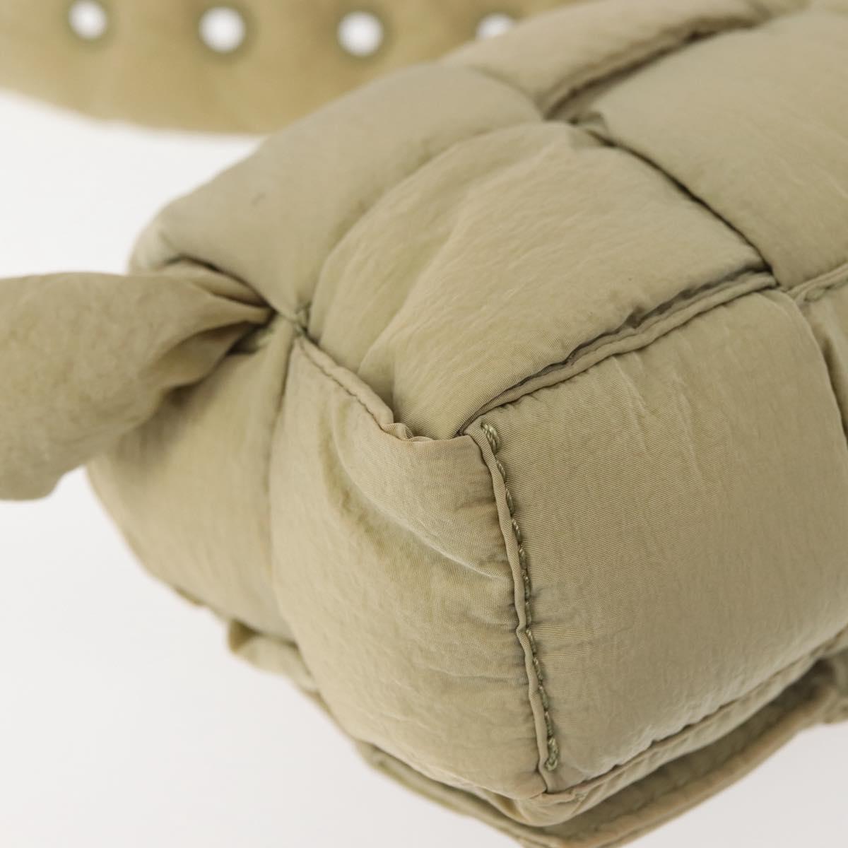 BOTTEGA VENETA MAXI INTRECCIATO CASSETTE Bag Nylon Beige Silver Auth 144336