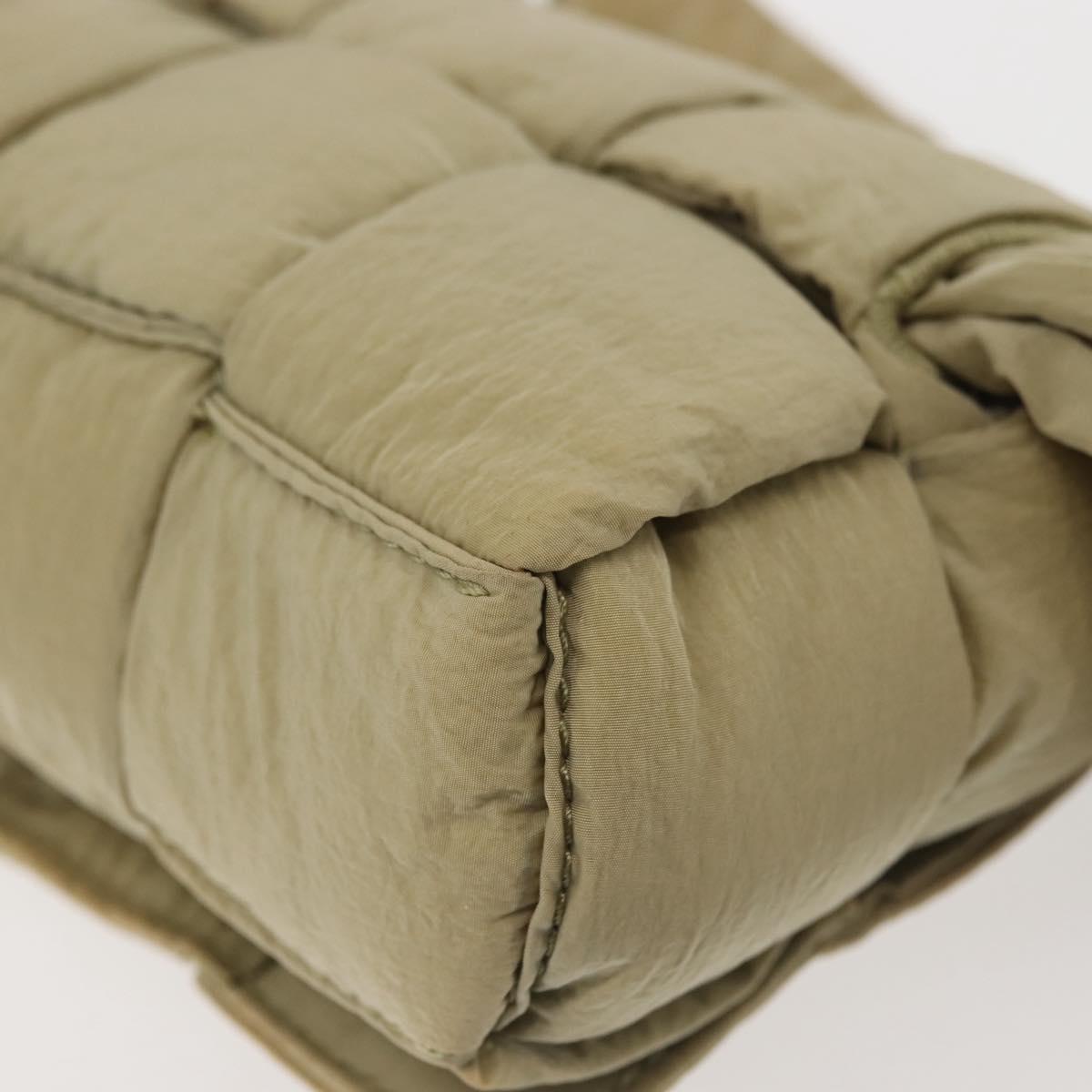 BOTTEGA VENETA MAXI INTRECCIATO CASSETTE Bag Nylon Beige Silver Auth 144336