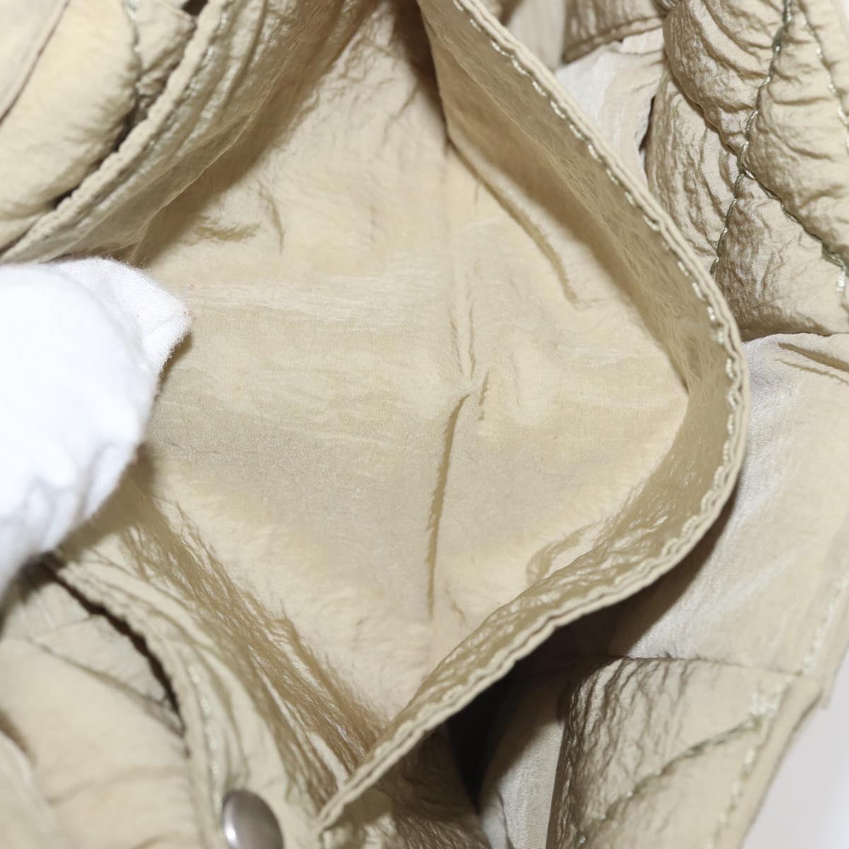 BOTTEGA VENETA MAXI INTRECCIATO CASSETTE Bag Nylon Beige Silver Auth 144336