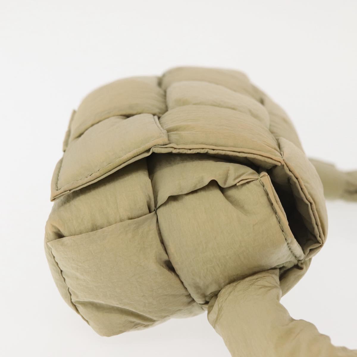 BOTTEGA VENETA MAXI INTRECCIATO CASSETTE Bag Nylon Beige Silver Auth 144336