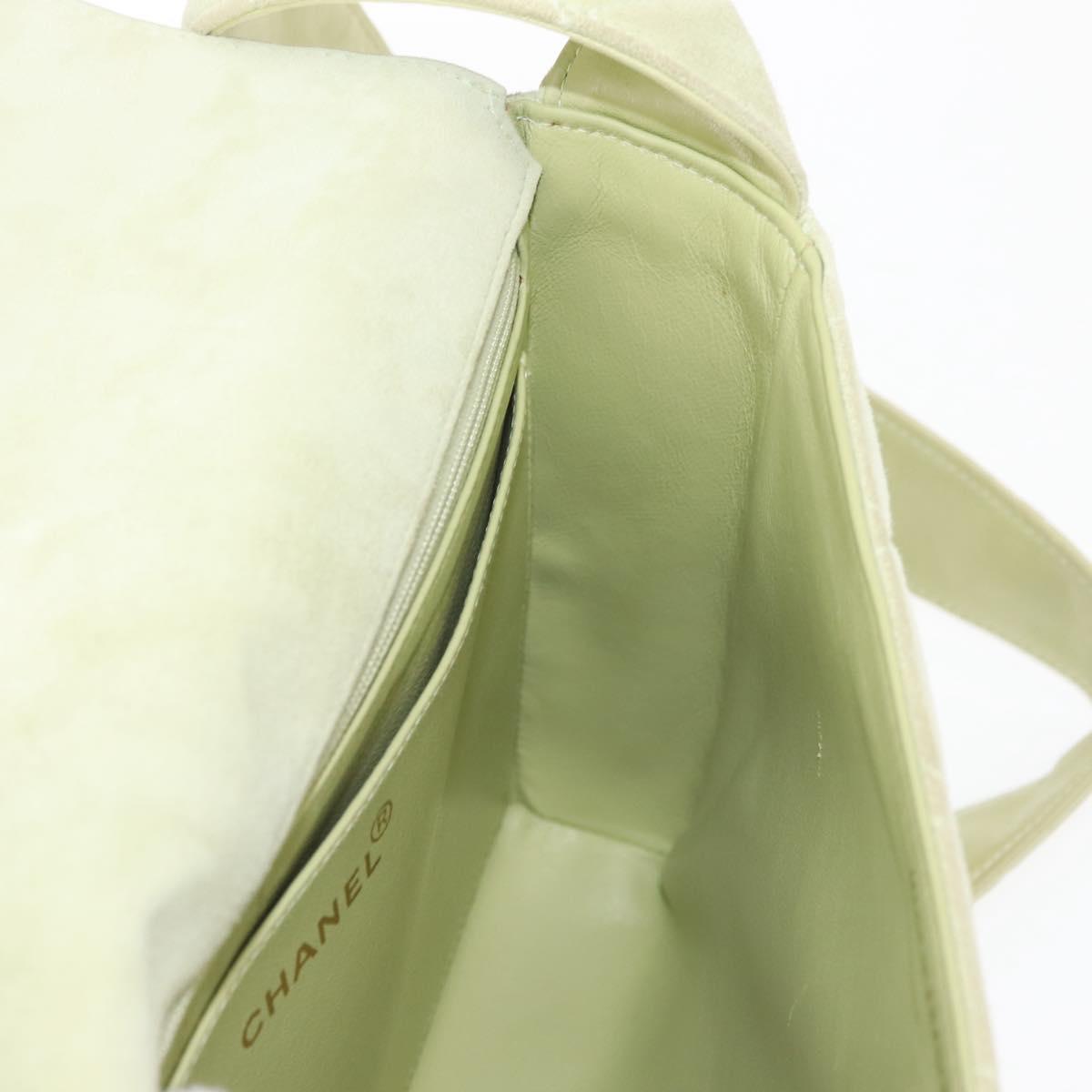 CHANEL Matelasse Shoulder Bag Suede Green Gold CC Auth 144342A