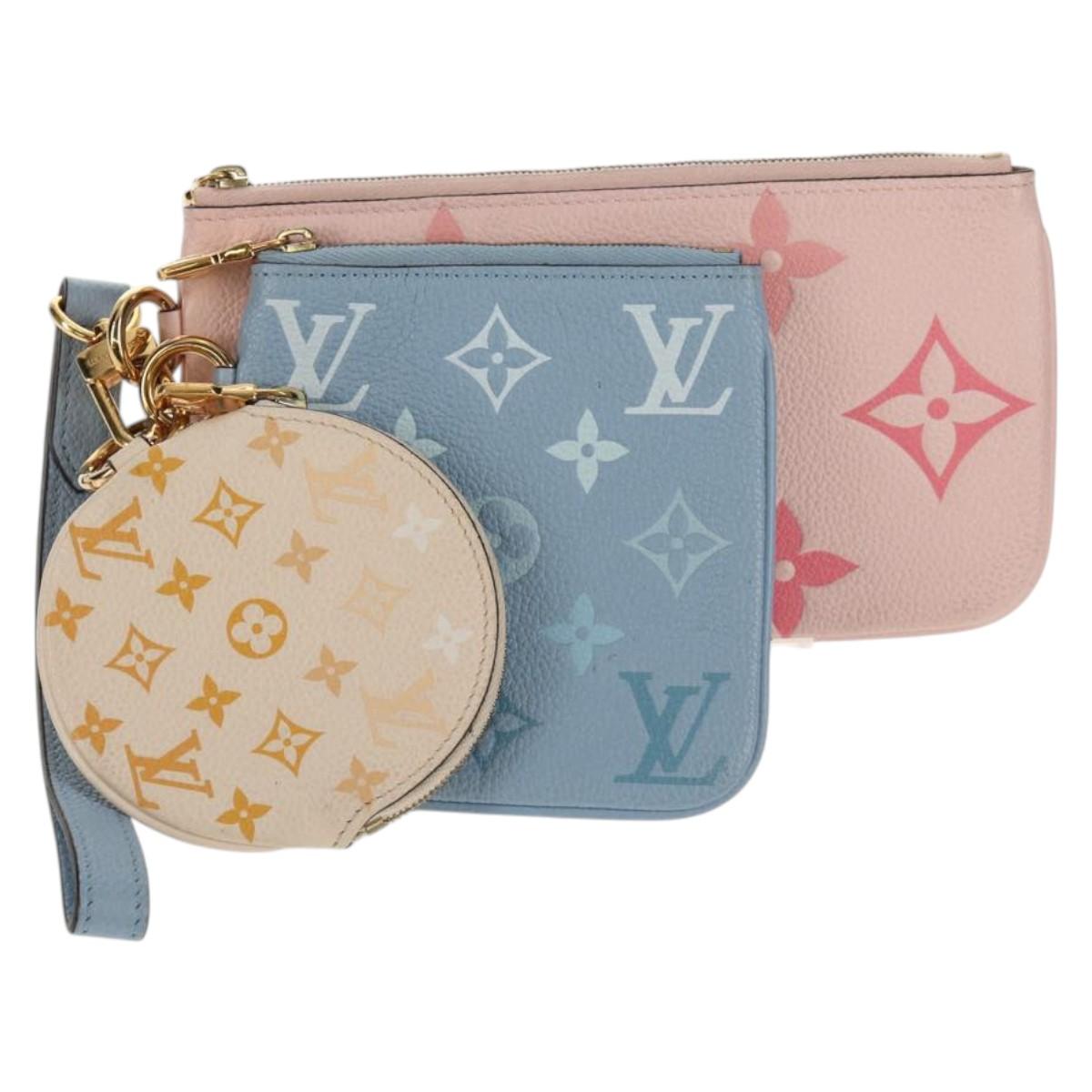 LOUIS VUITTON Monogram Empreinte Pochette Trio Pouch Pink M80407 LV Auth 144344SAM