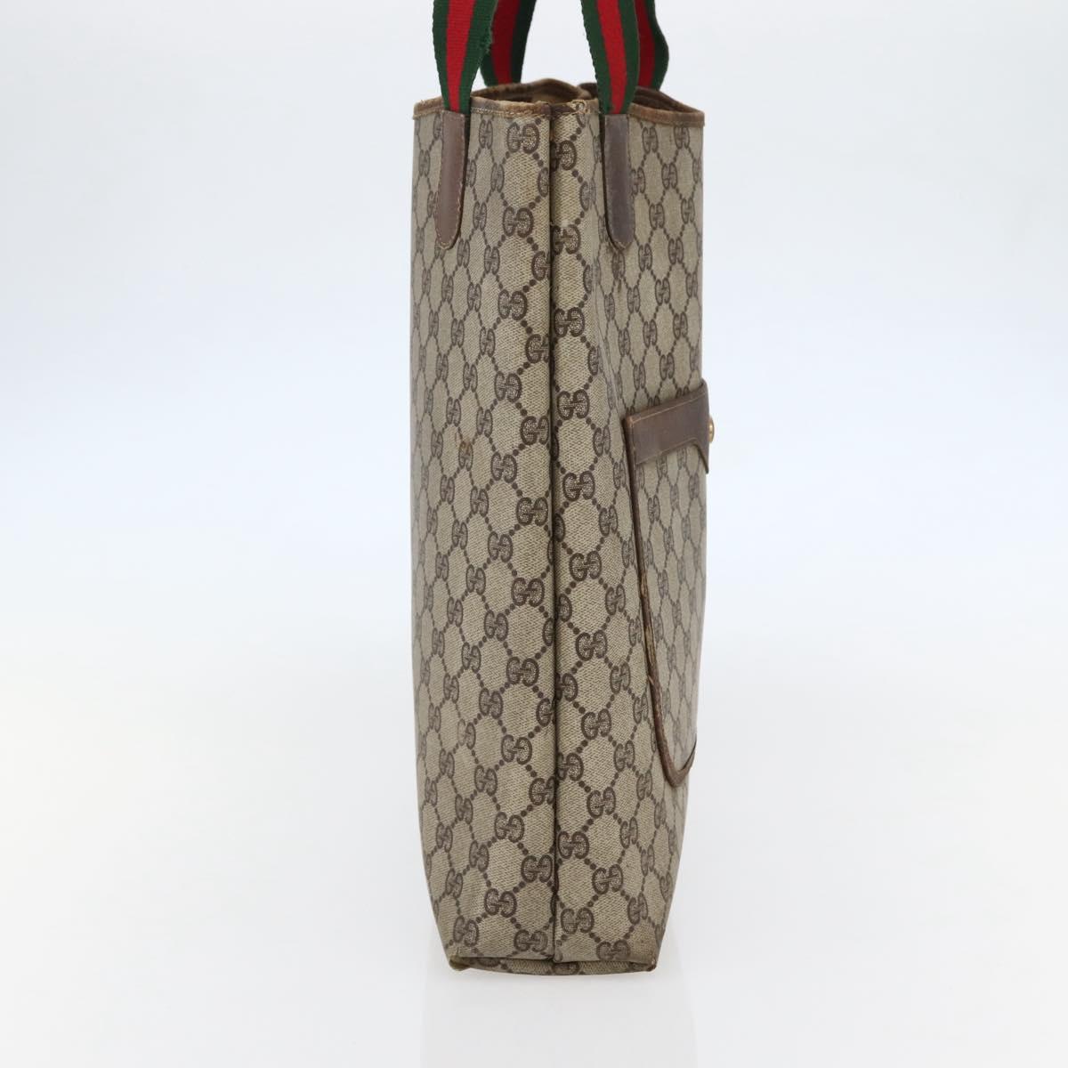 GUCCI GG Supreme Web Sherry Line Tote Bag PVC Beige Gold 20 001 4487 Auth 144350