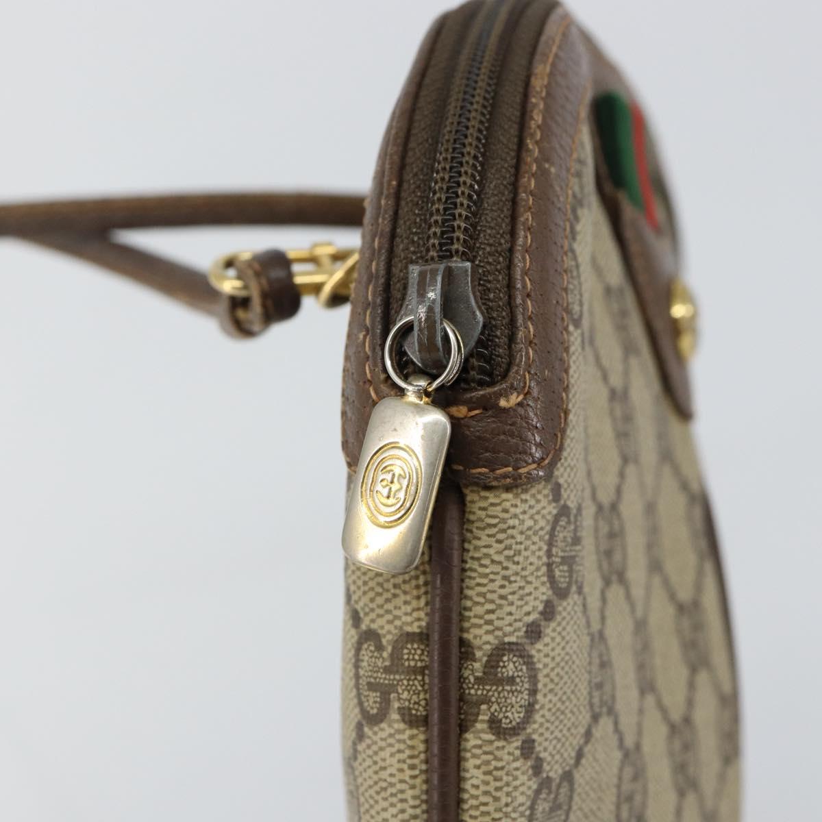 GUCCI GG Supreme Web Sherry Line Bag PVC Beige Gold 904 02 047 Auth 144351