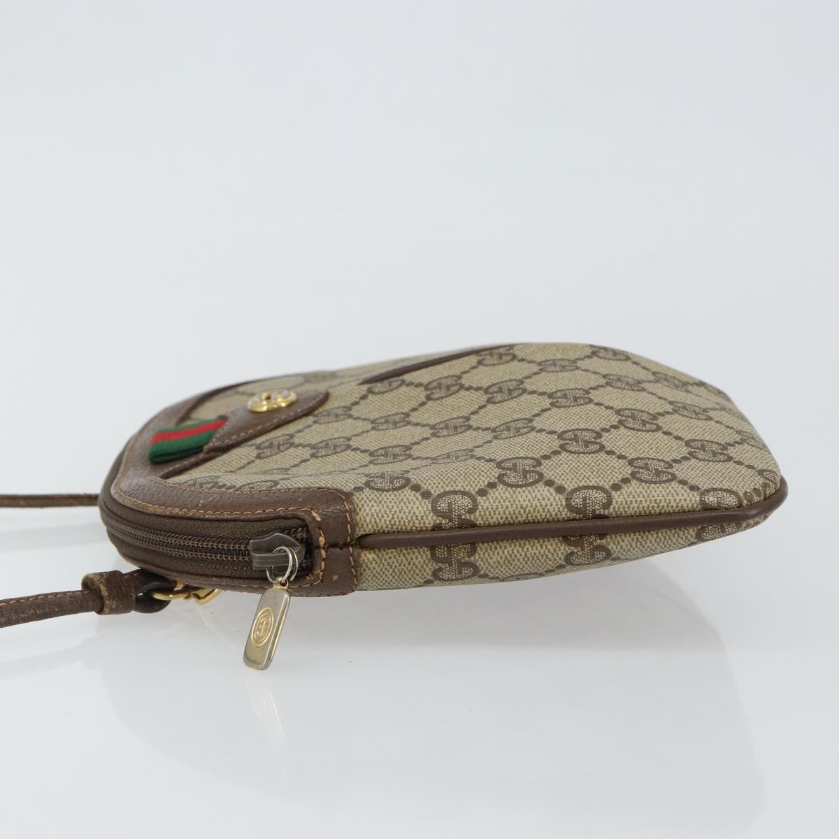 GUCCI GG Supreme Web Sherry Line Bag PVC Beige Gold 904 02 047 Auth 144351