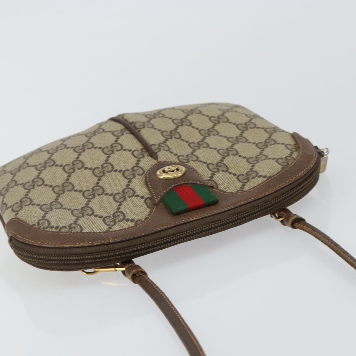 GUCCI GG Supreme Web Sherry Line Bag PVC Beige Gold 904 02 047 Auth 144351