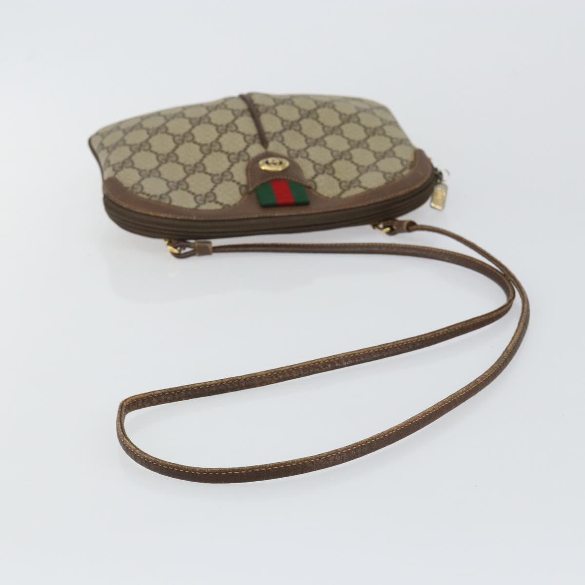 GUCCI GG Supreme Web Sherry Line Bag PVC Beige Gold 904 02 047 Auth 144351