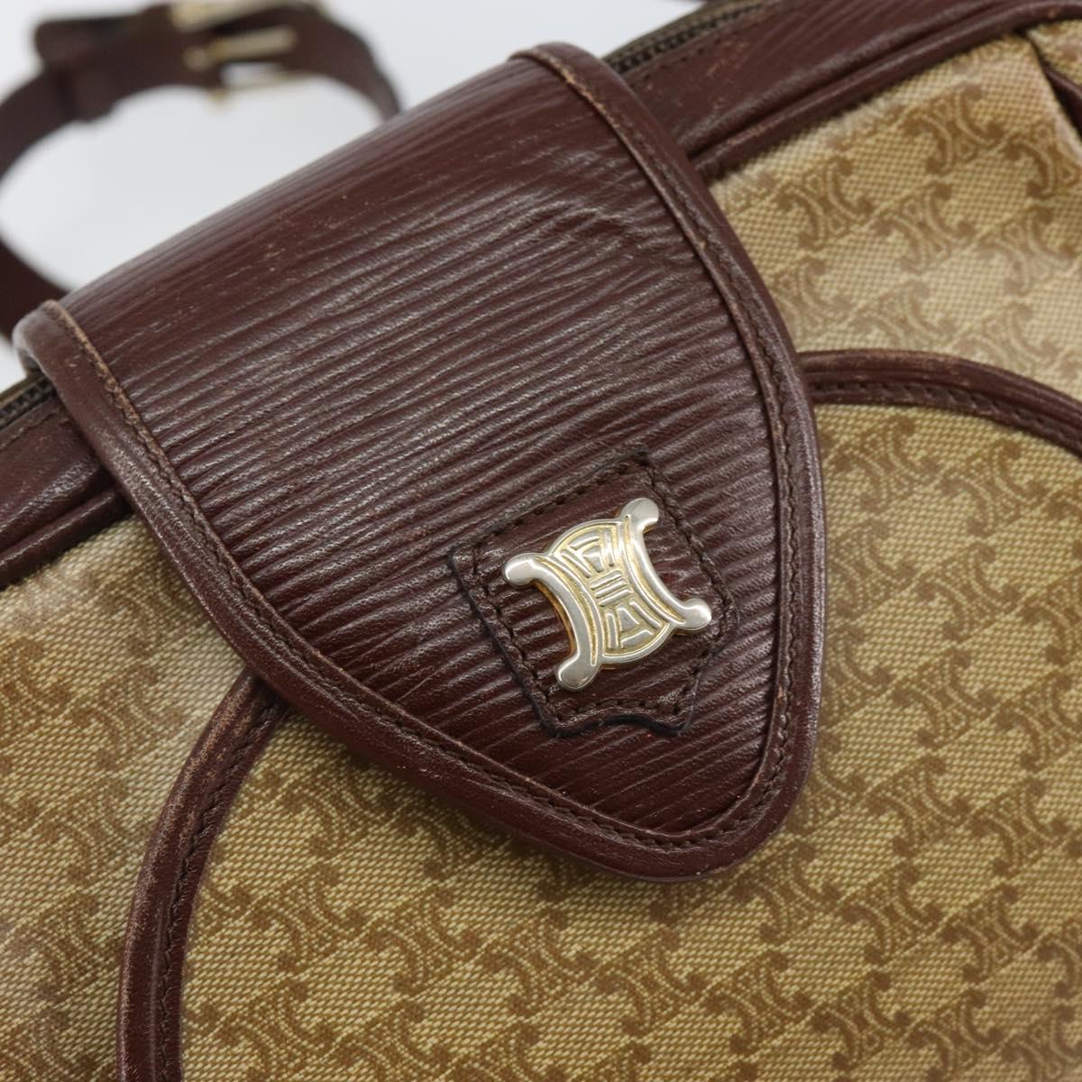 CELINE Macadam Canvas Shoulder Bag PVC Beige Gold Auth 144356