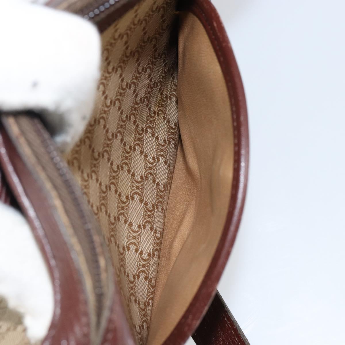 CELINE Macadam Canvas Shoulder Bag PVC Beige Gold Auth 144356