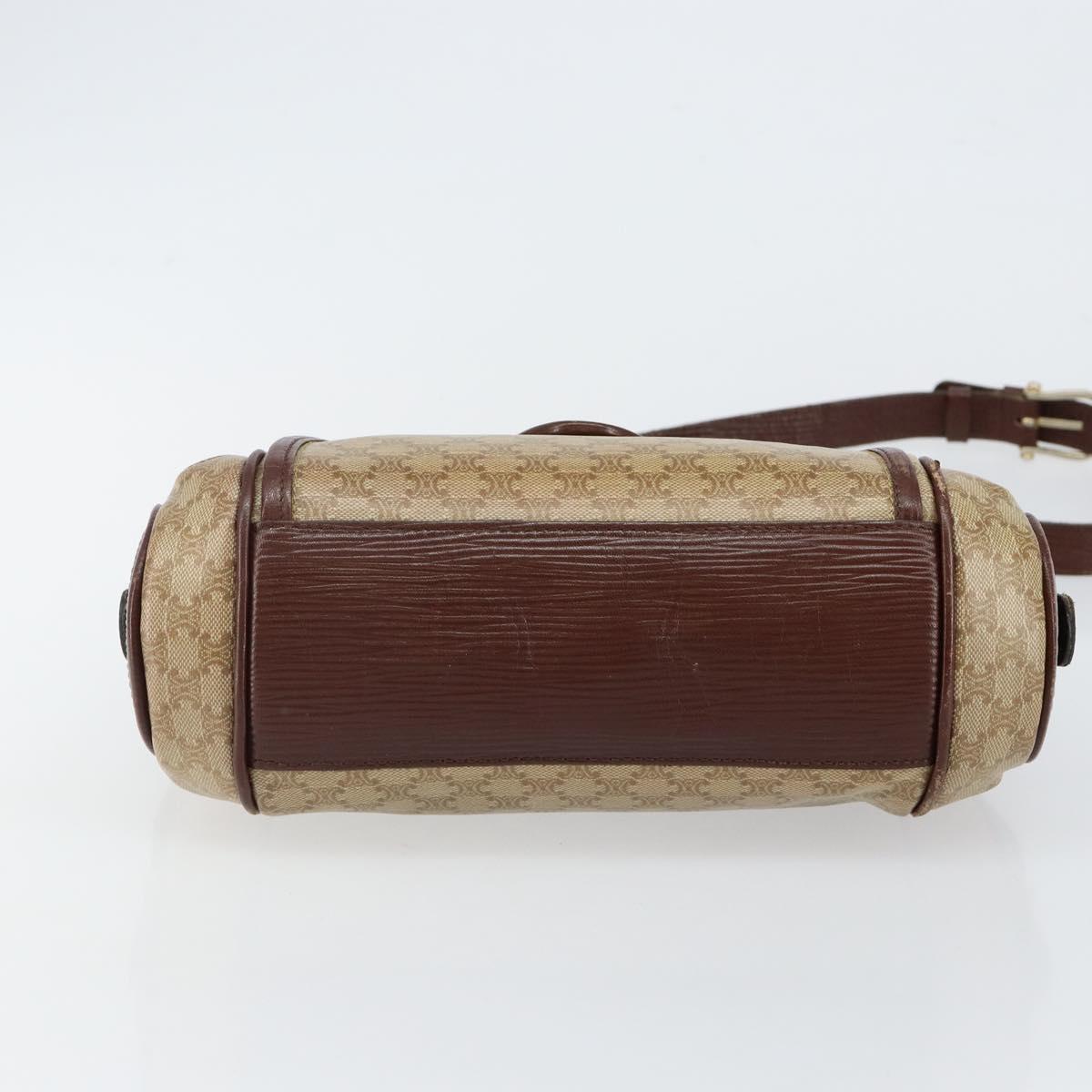 CELINE Macadam Canvas Shoulder Bag PVC Beige Gold Auth 144356