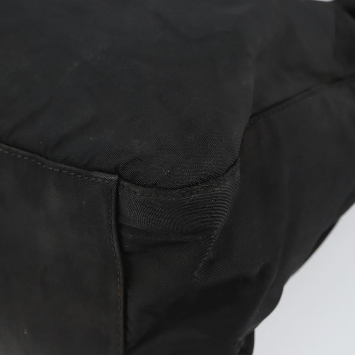 PRADA Shoulder Bag Nylon Black Silver Auth 144357