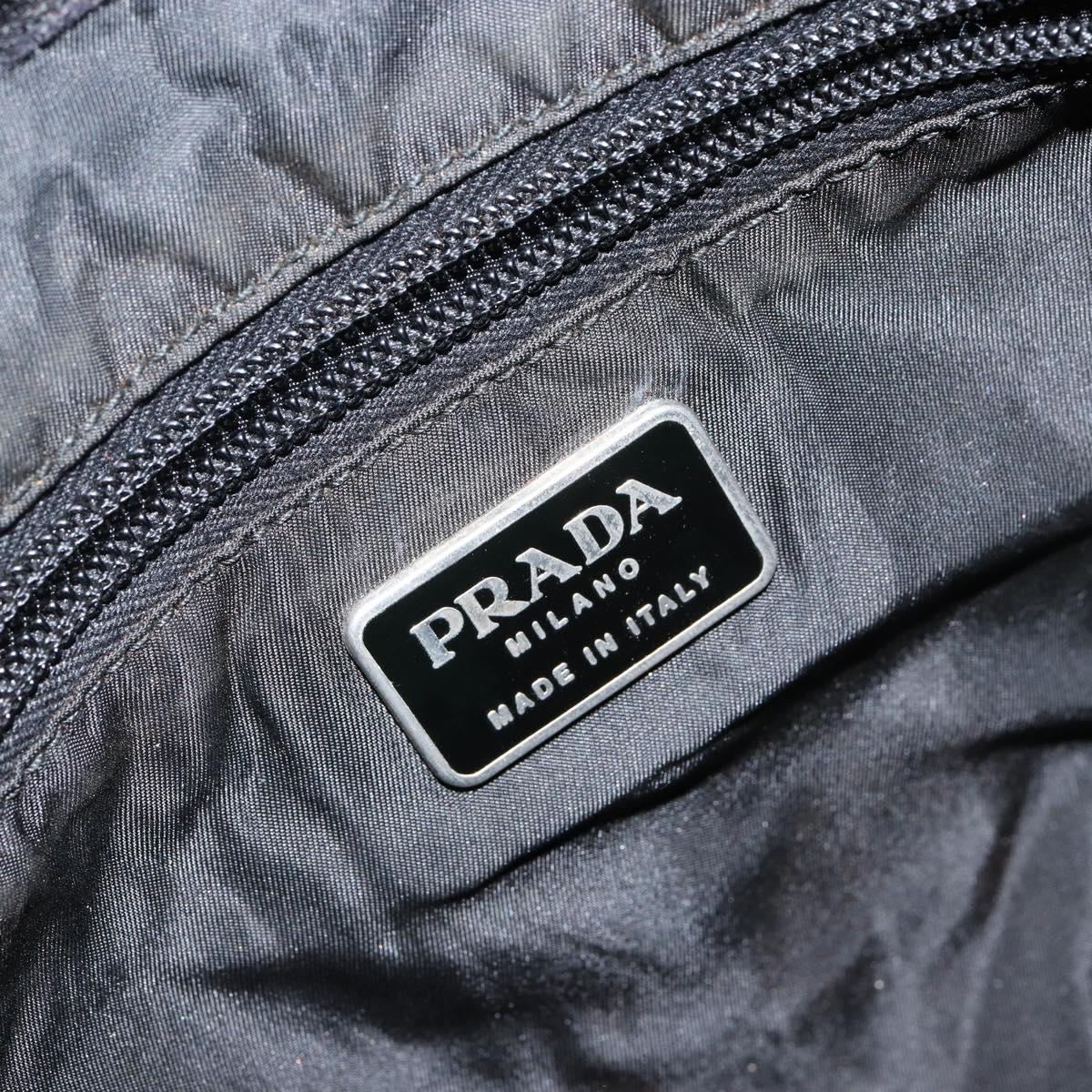 PRADA Shoulder Bag Nylon Black Silver Auth 144357