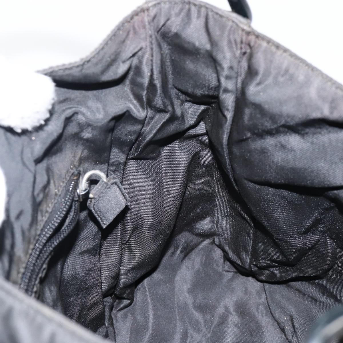 PRADA Shoulder Bag Nylon Black Silver Auth 144357