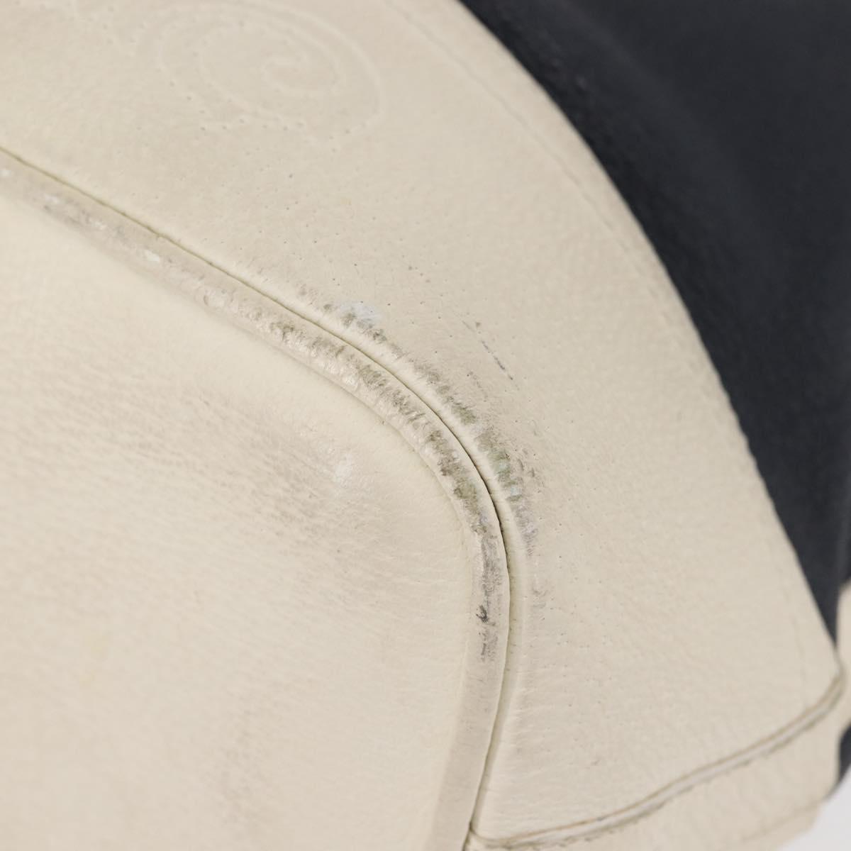 LOEWE Shoulder Bag Leather Navy Gold Auth 144366