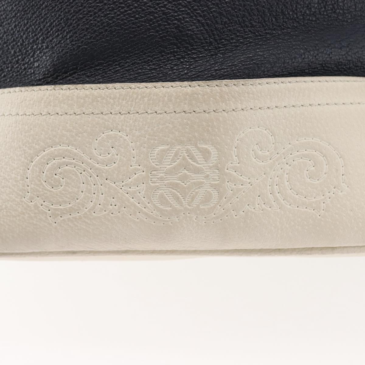 LOEWE Shoulder Bag Leather Navy Gold Auth 144366