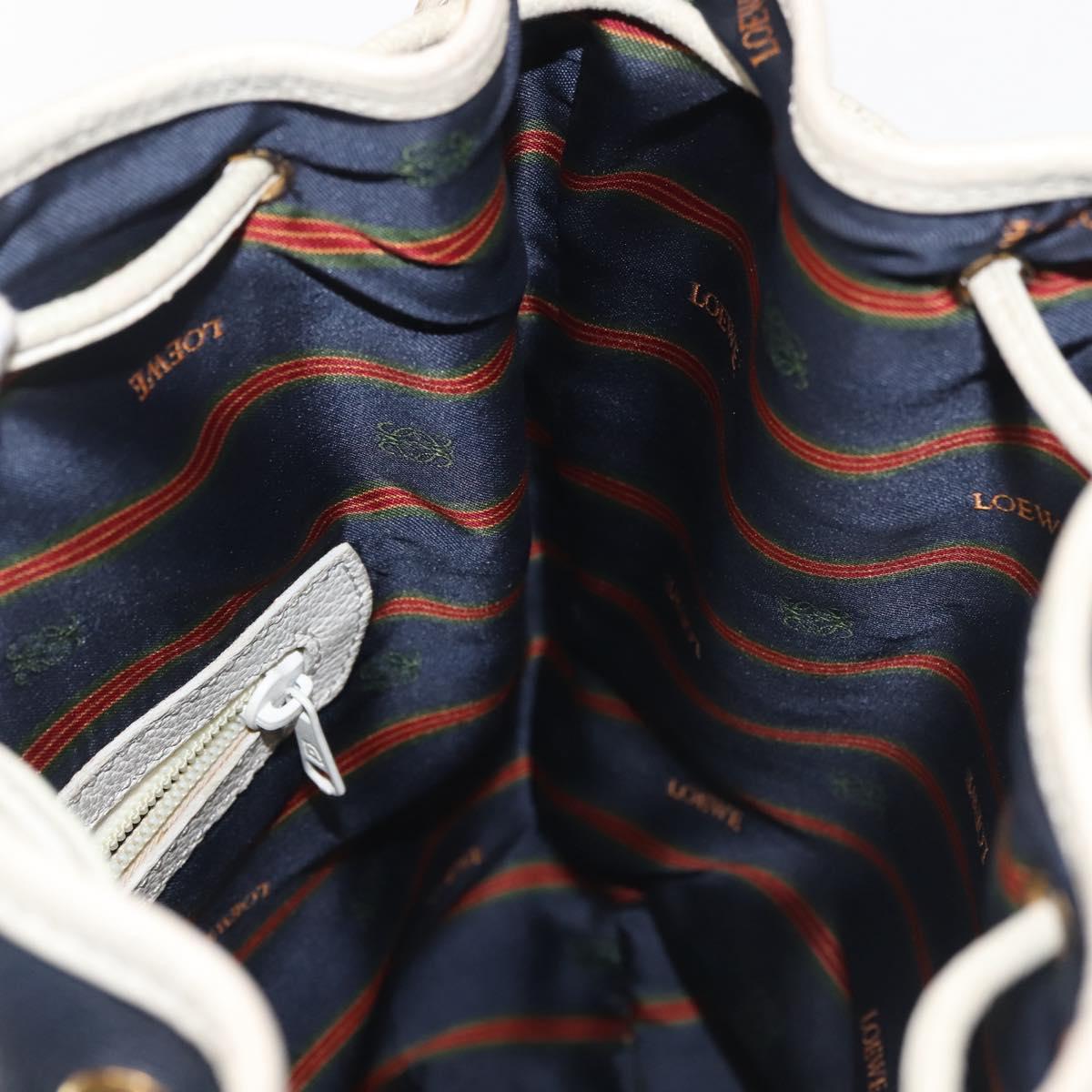 LOEWE Shoulder Bag Leather Navy Gold Auth 144366