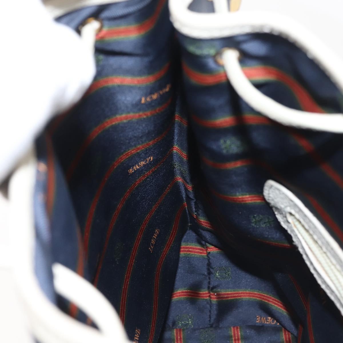 LOEWE Shoulder Bag Leather Navy Gold Auth 144366