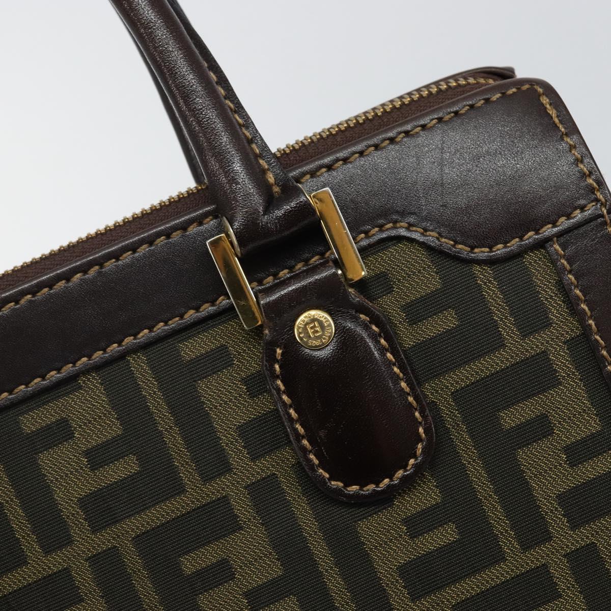 FENDI Zucca Canvas Hand Bag Black Brown Auth 144377A