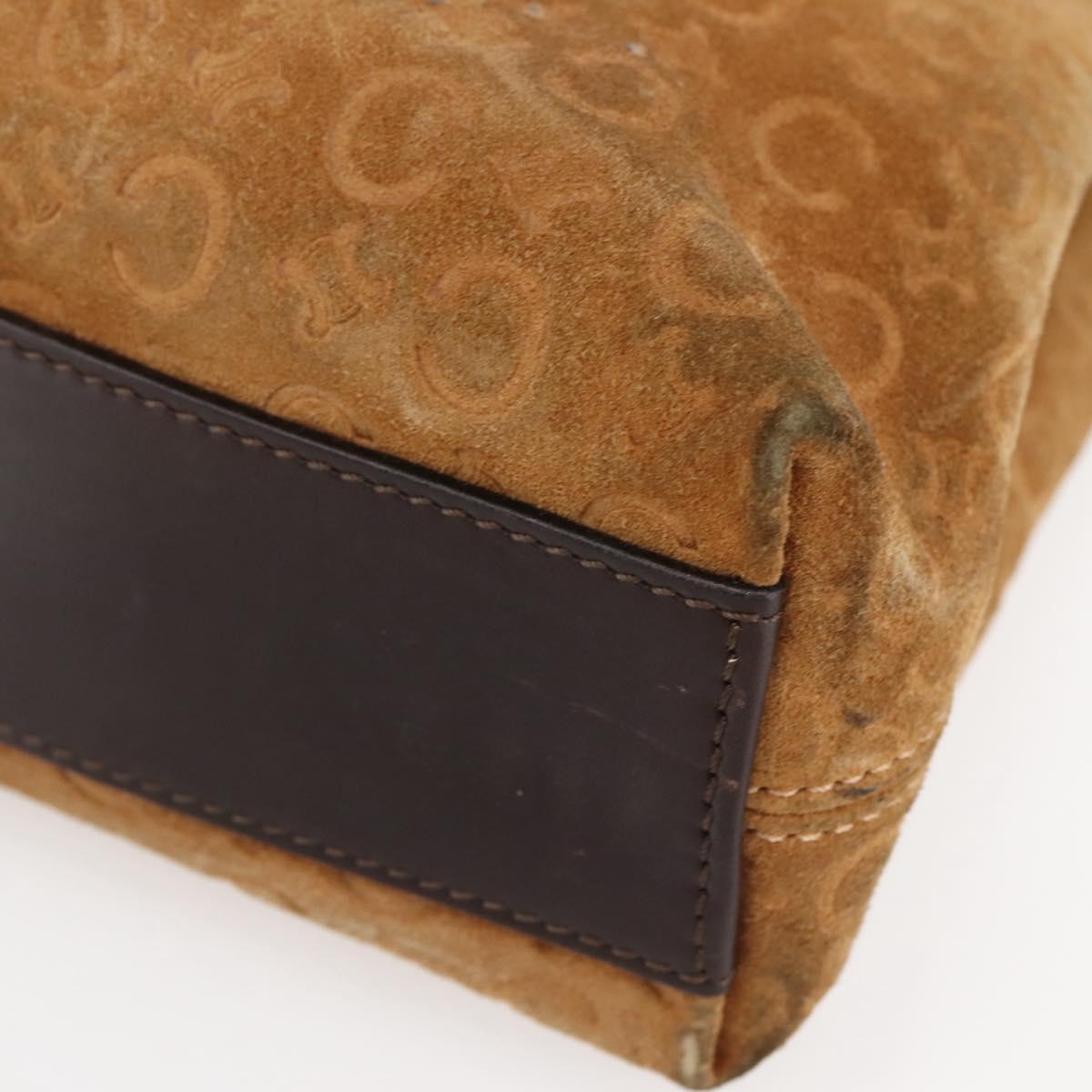 CELINE C Macadam Canvas Hand Bag Brown Gold Auth 144381