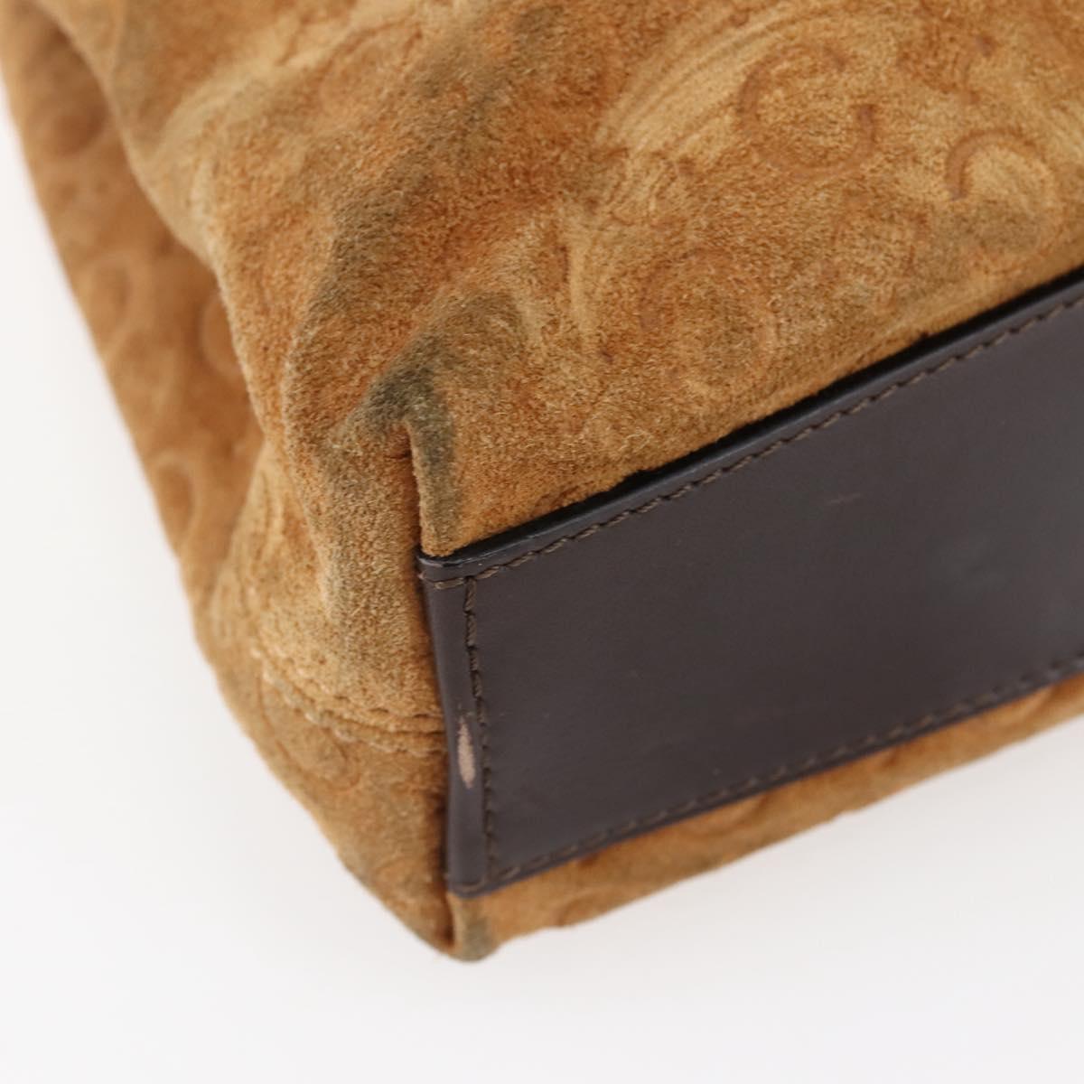 CELINE C Macadam Canvas Hand Bag Brown Gold Auth 144381