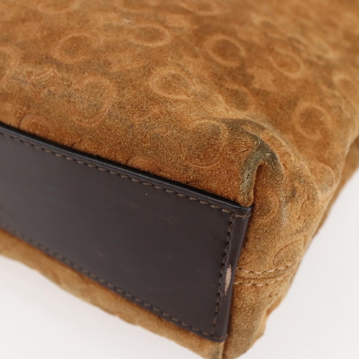 CELINE C Macadam Canvas Hand Bag Brown Gold Auth 144381