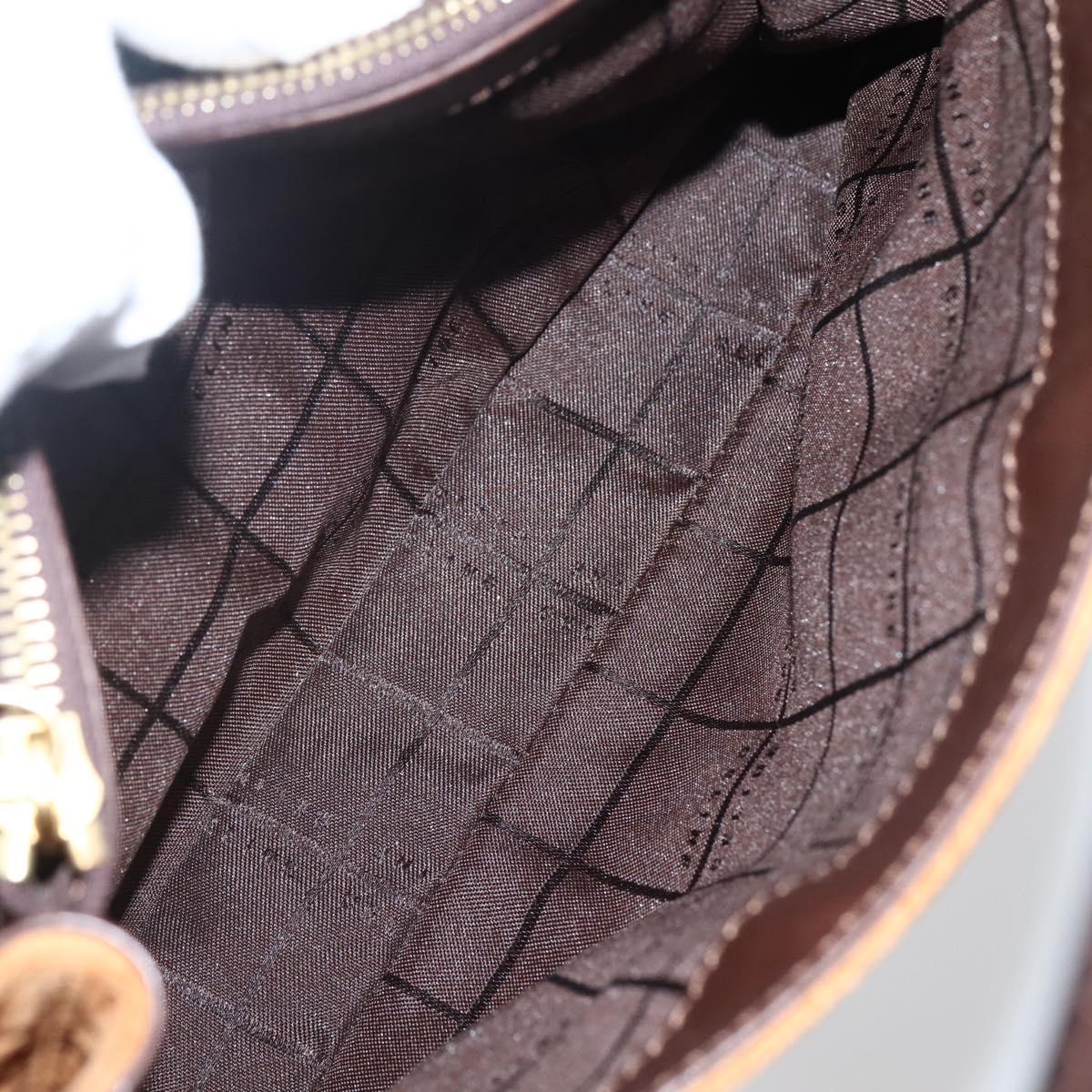 CELINE C Macadam Canvas Hand Bag Brown Gold Auth 144381