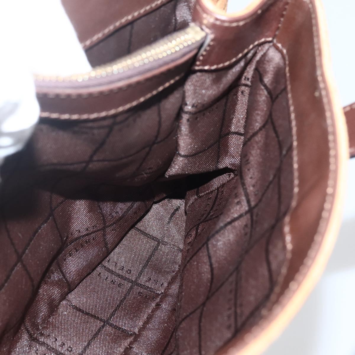 CELINE C Macadam Canvas Hand Bag Brown Gold Auth 144381