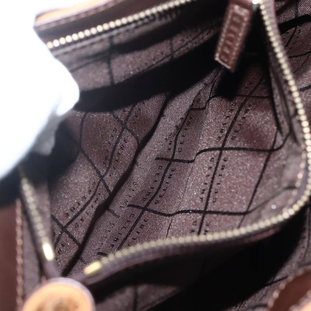 CELINE C Macadam Canvas Hand Bag Brown Gold Auth 144381
