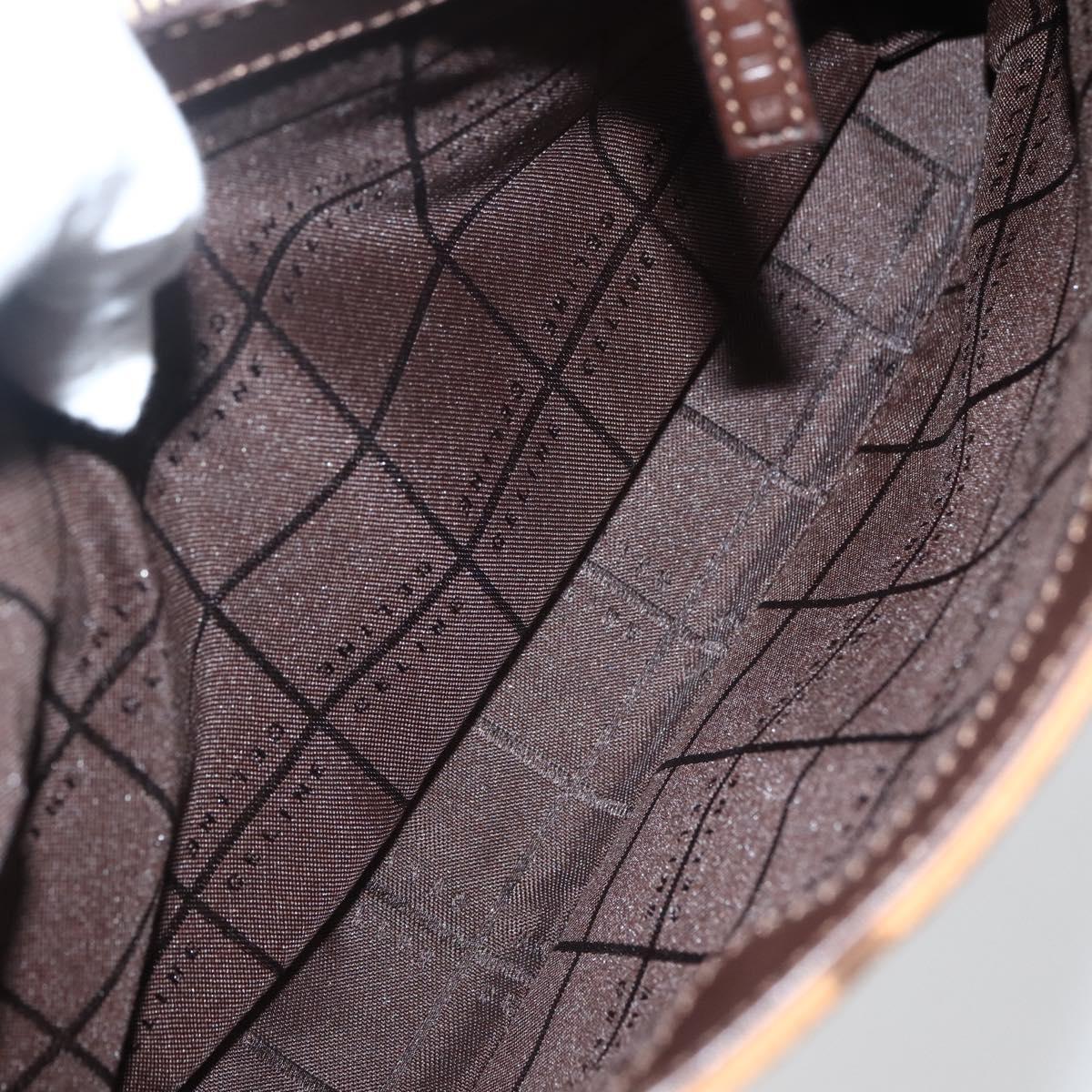 CELINE C Macadam Canvas Hand Bag Brown Gold Auth 144381