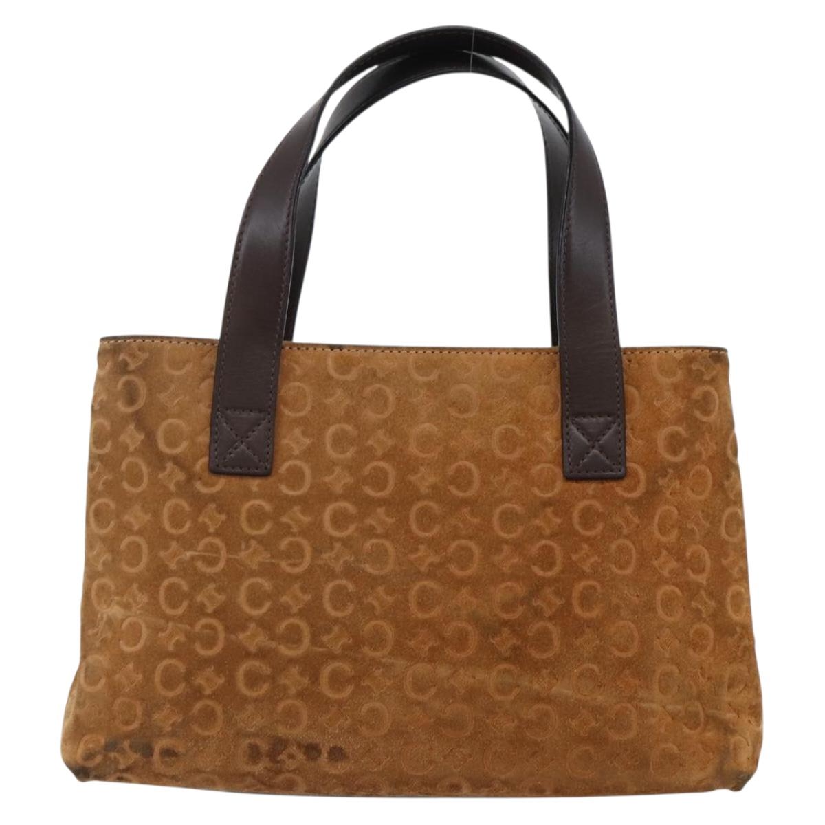 CELINE C Macadam Canvas Hand Bag Brown Gold Auth 144381