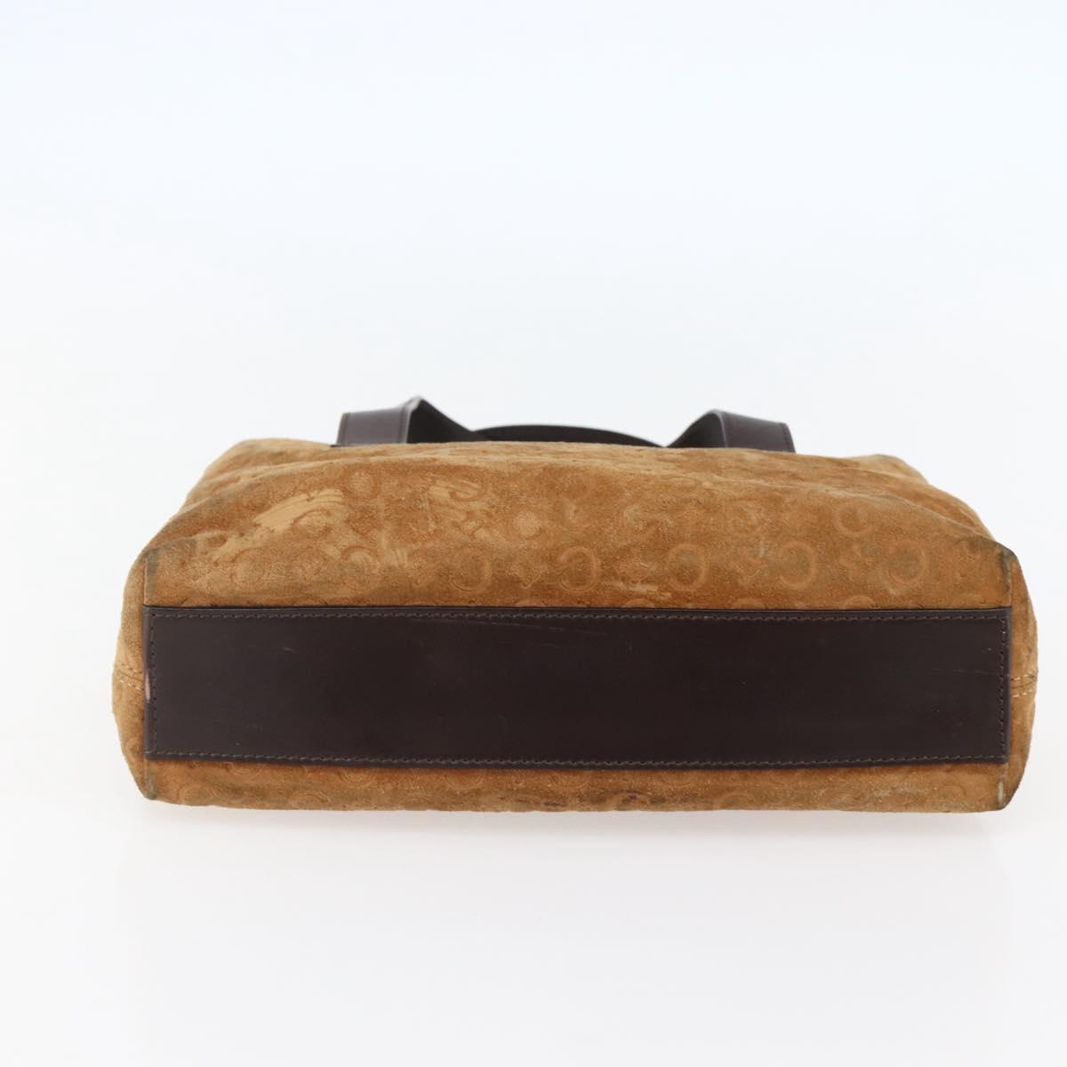 CELINE C Macadam Canvas Hand Bag Brown Gold Auth 144381