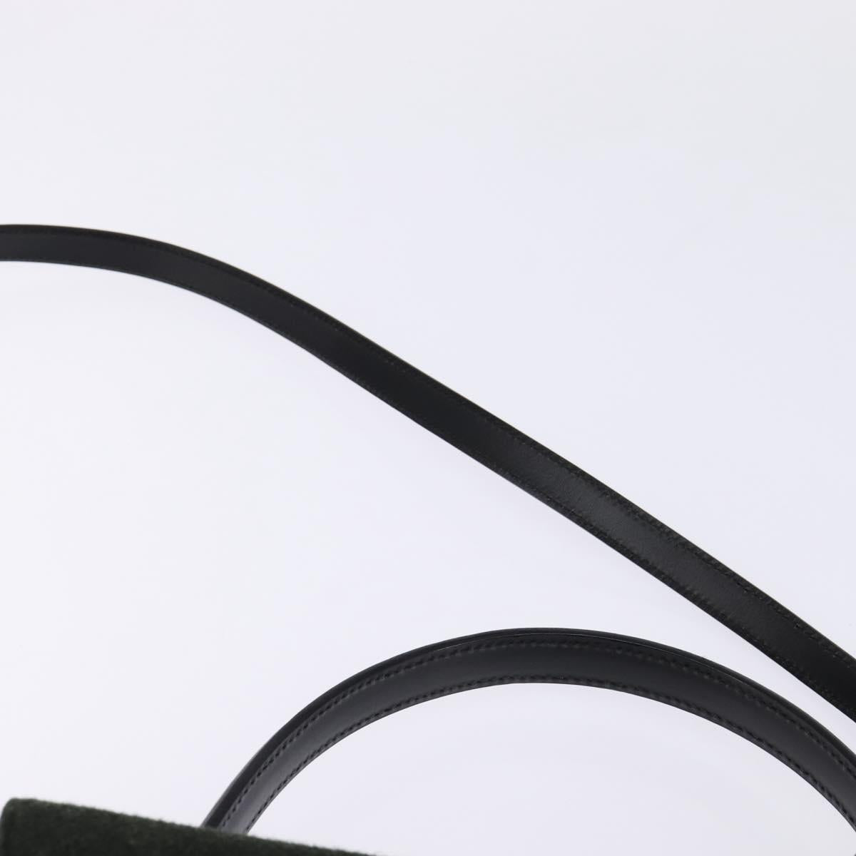 GUCCI Hand Bag Felt 2way Khaki Silver Auth 144382