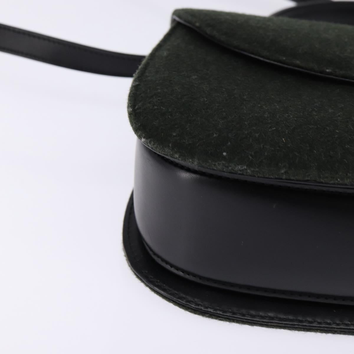 GUCCI Hand Bag Felt 2way Khaki Silver Auth 144382