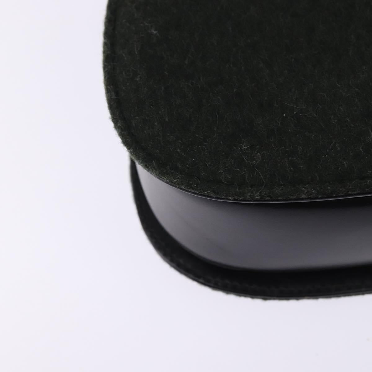 GUCCI Hand Bag Felt 2way Khaki Silver Auth 144382