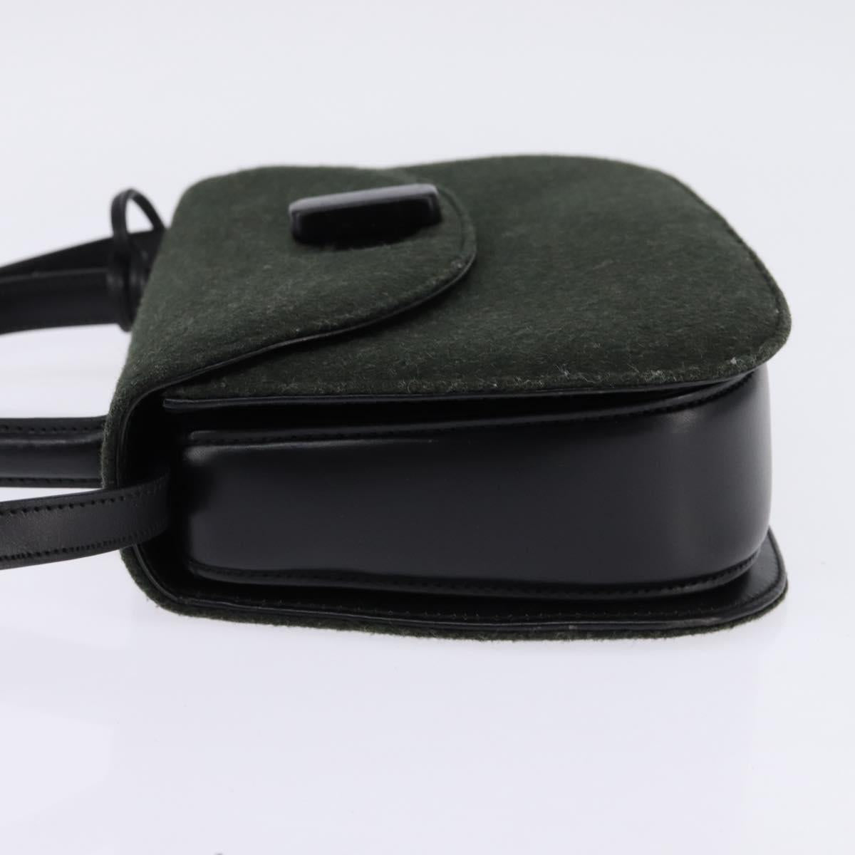 GUCCI Hand Bag Felt 2way Khaki Silver Auth 144382