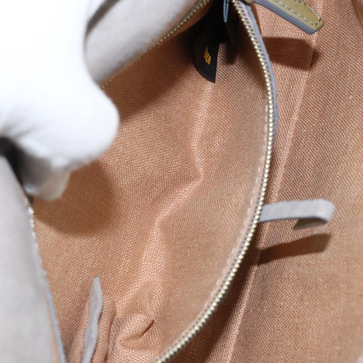 FENDI Mamma Baguette Chain Shoulder Bag Patent leather Gray Gold Auth 144385