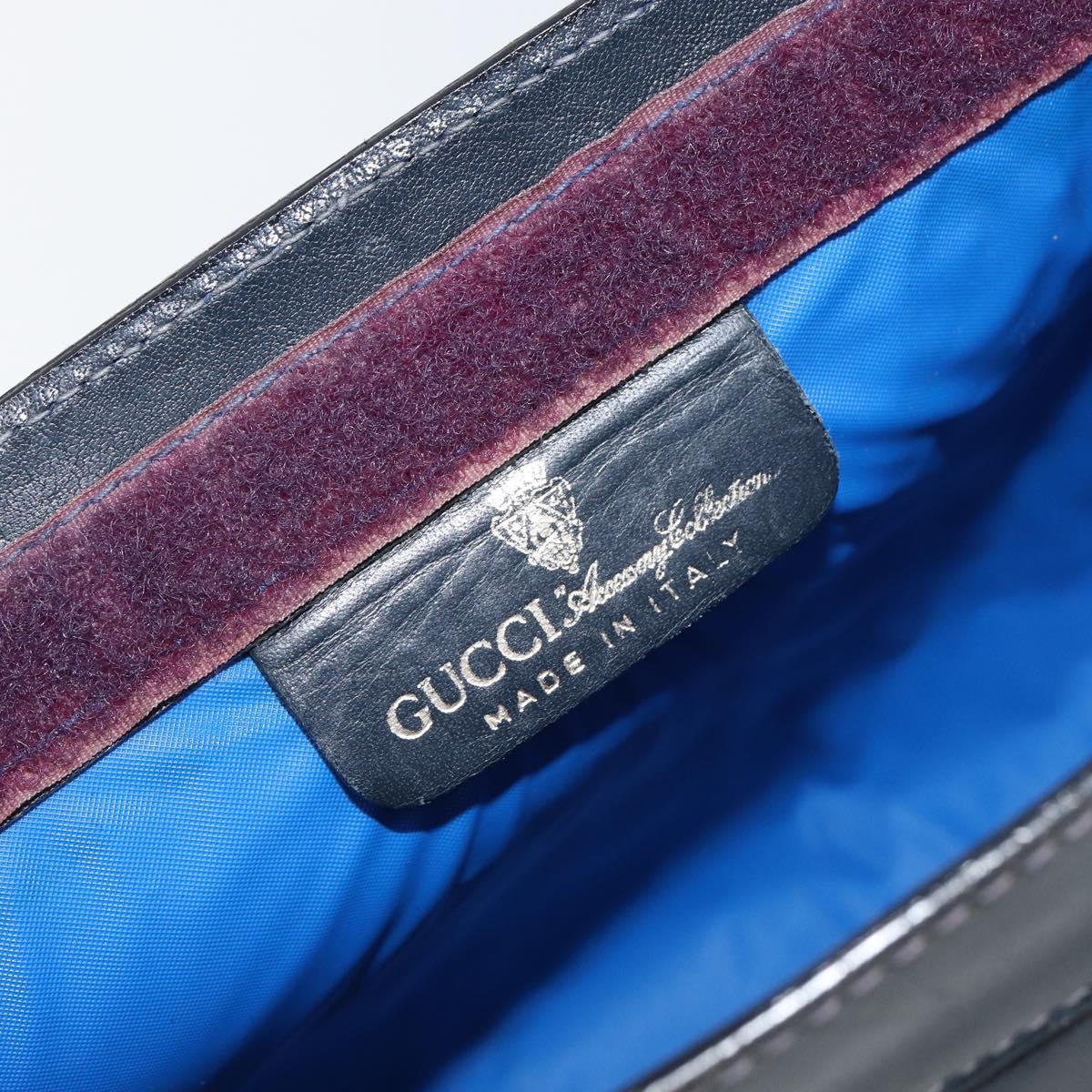 GUCCI GG Supreme Sherry Line Clutch Bag PVC Navy Red Auth 144387