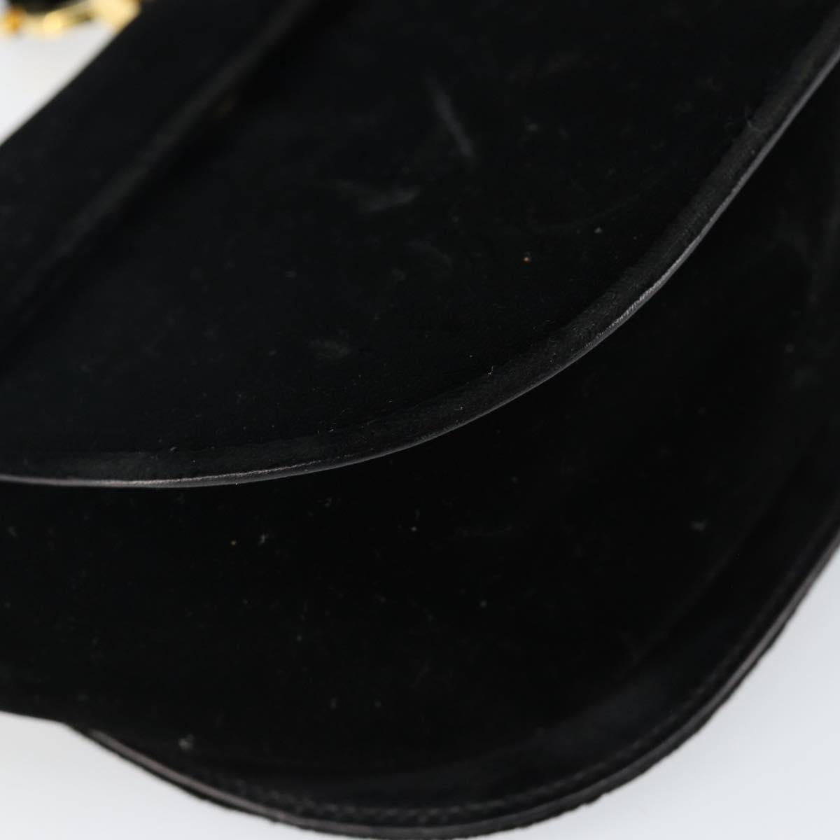 Salvatore Ferragamo Gancini Shoulder Bag Velor Black Gold Auth 144388