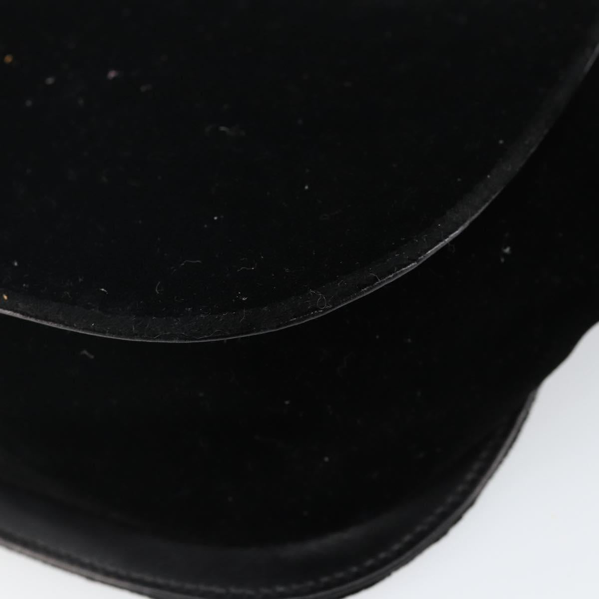 Salvatore Ferragamo Gancini Shoulder Bag Velor Black Gold Auth 144388