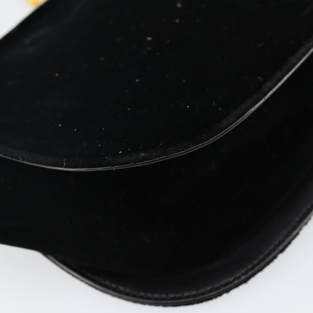 Salvatore Ferragamo Gancini Shoulder Bag Velor Black Gold Auth 144388