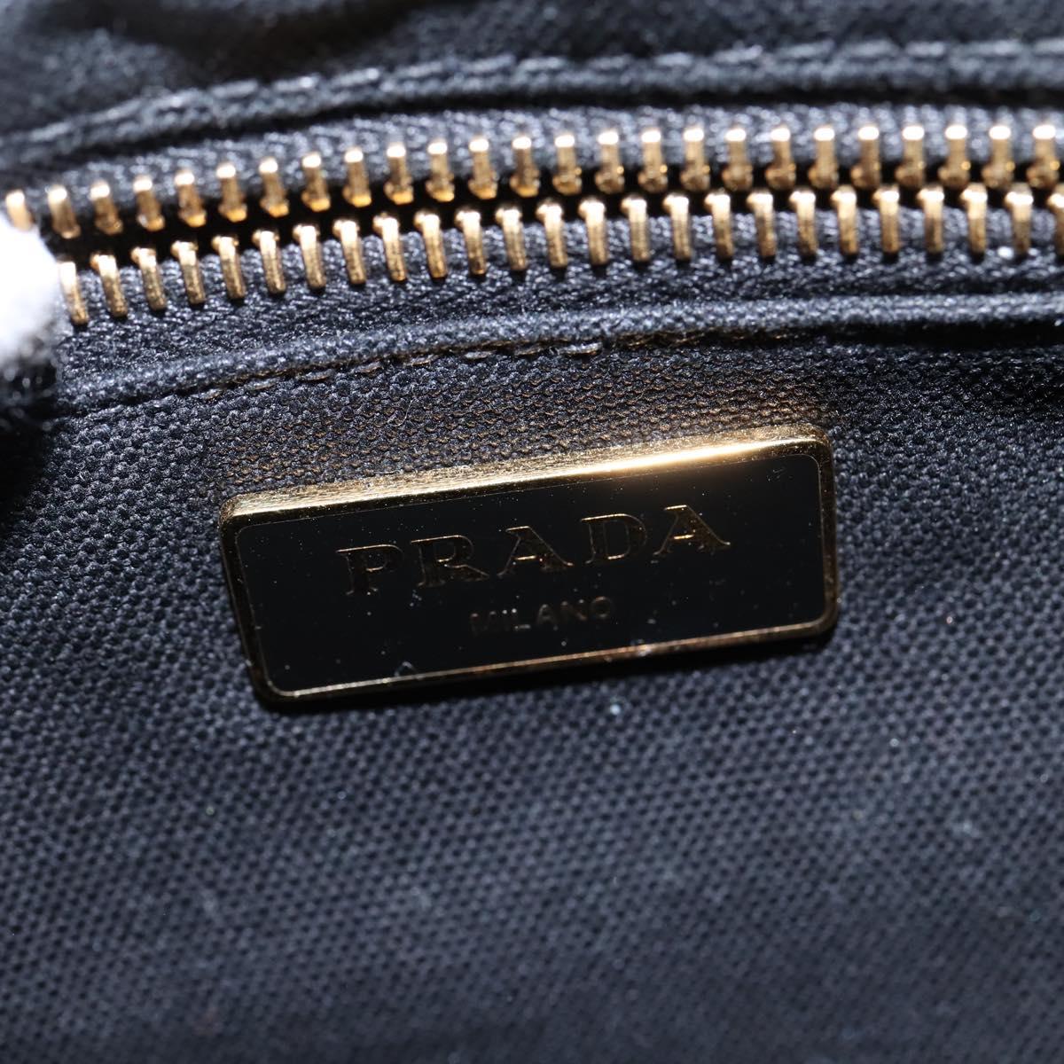 PRADA Basket bag Hand Bag Raffia 2way Black Gold Auth 144390