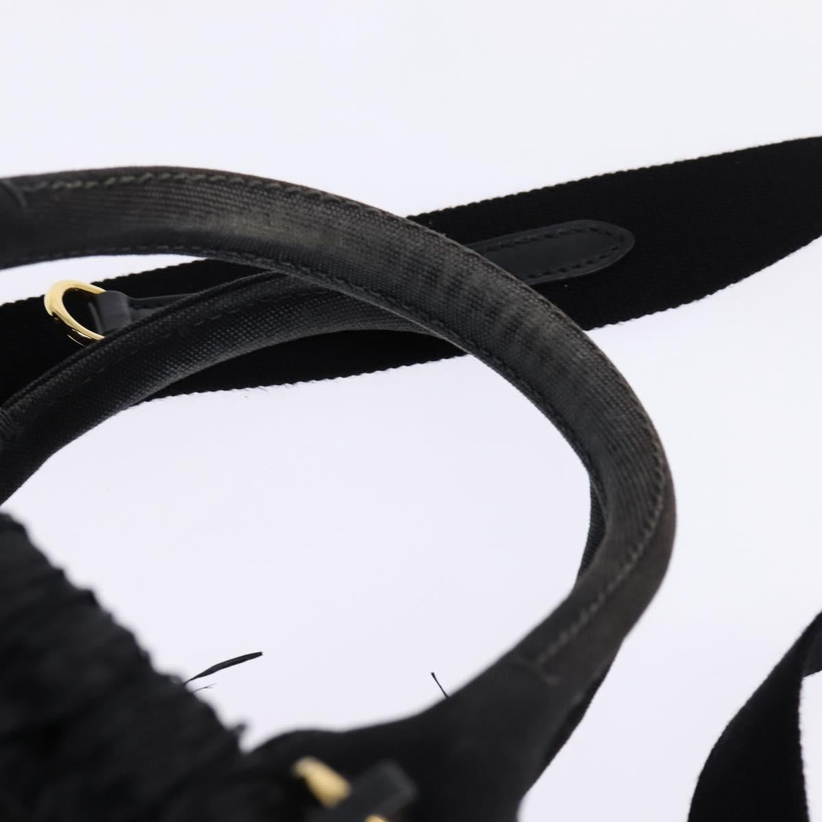 PRADA Basket bag Hand Bag Raffia 2way Black Gold Auth 144390