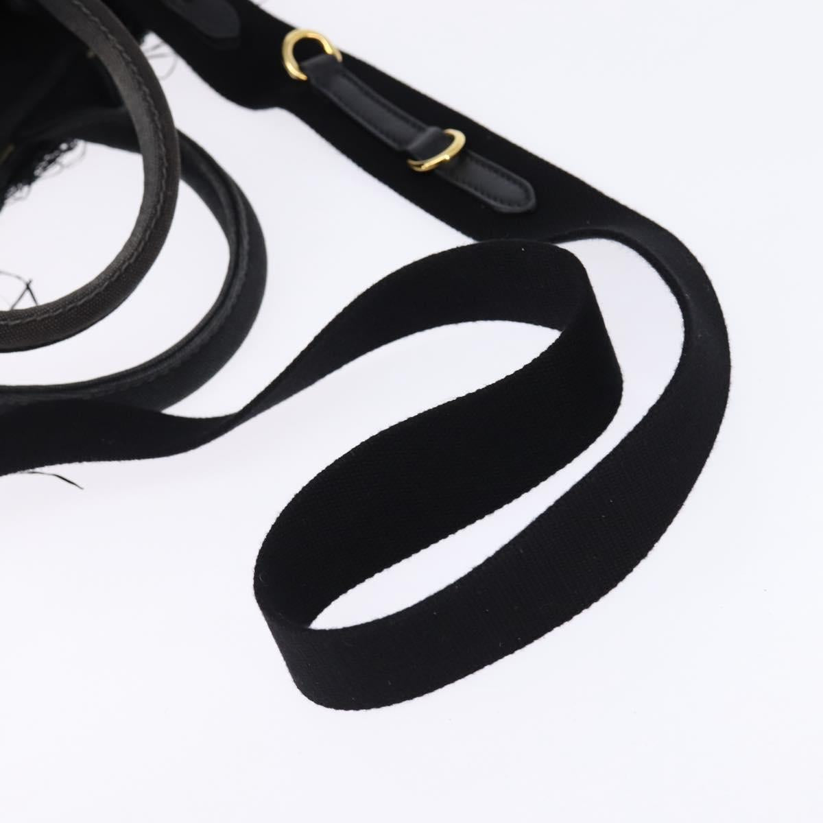 PRADA Basket bag Hand Bag Raffia 2way Black Gold Auth 144390