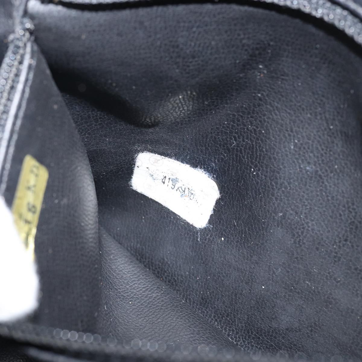 CHANEL COCO Mark Vanity Cosmetic Pouch Patent leather Black Gold CC Auth 144394