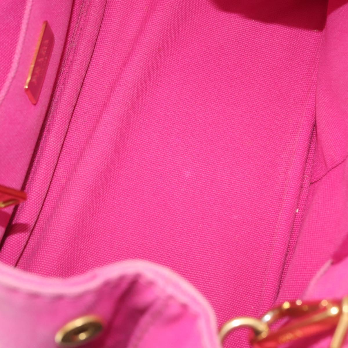 PRADA Canapa PM Hand Bag Canvas 2way Pink Gold Auth 144395