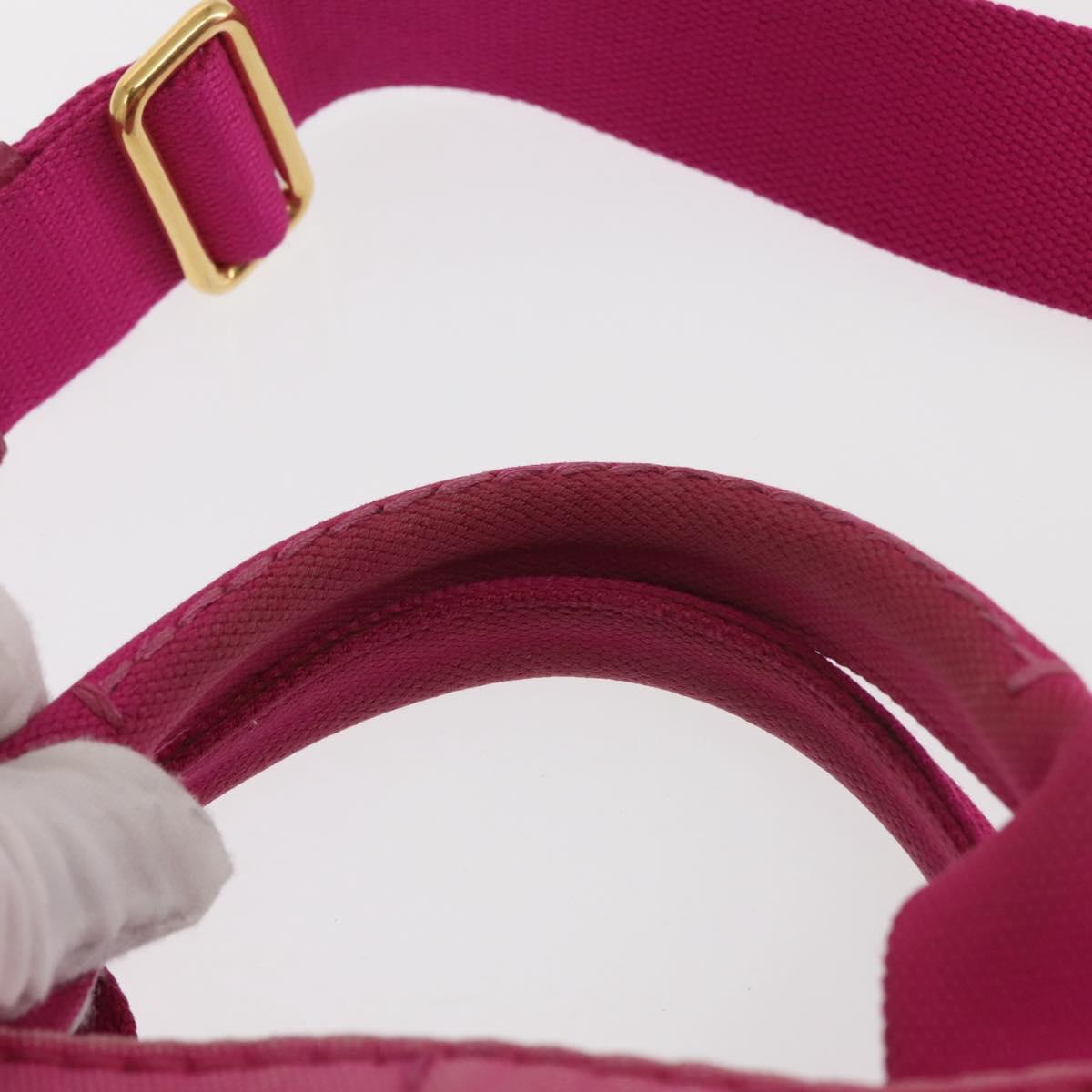 PRADA Canapa PM Hand Bag Canvas 2way Pink Gold Auth 144395
